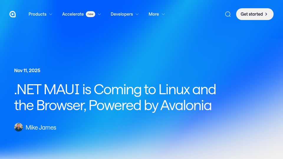 Screenshot of avaloniaui.net: .NET MAUI is coming to Linux and the browser