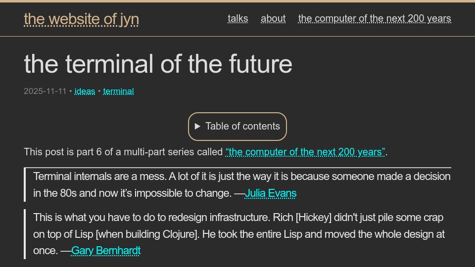 Screenshot of jyn.dev: The terminal of the future