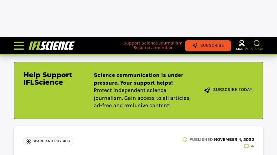 Screenshot of iflscience.com: Voyager 1 is a light-day away by November 2026