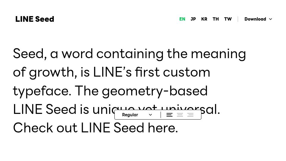 Screenshot of seed.line.me: Seed. LINE's Custom Typeface