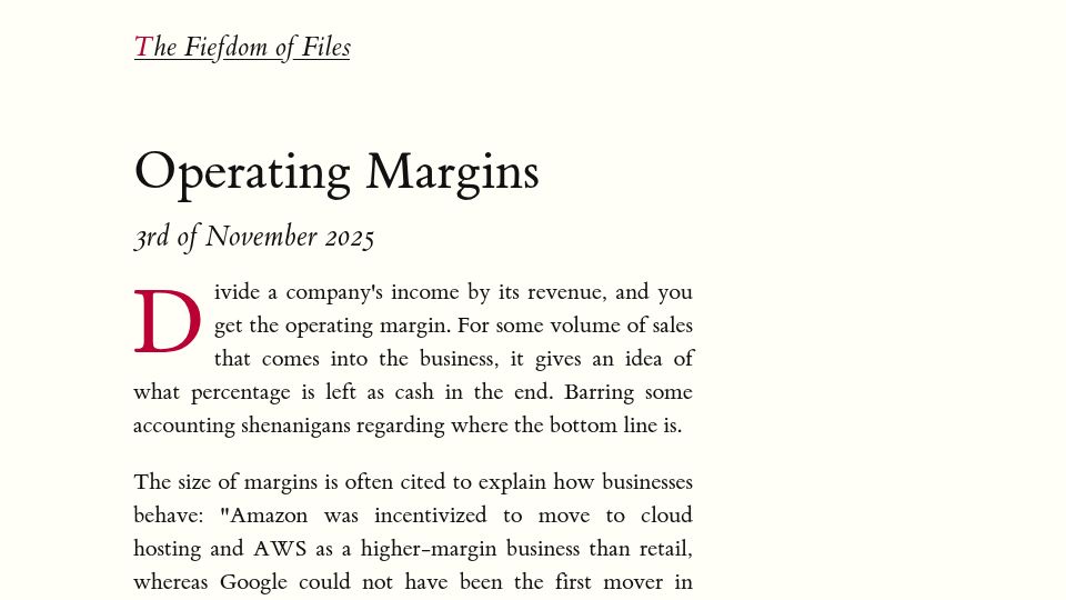 Screenshot of fi-le.net: Operating Margins