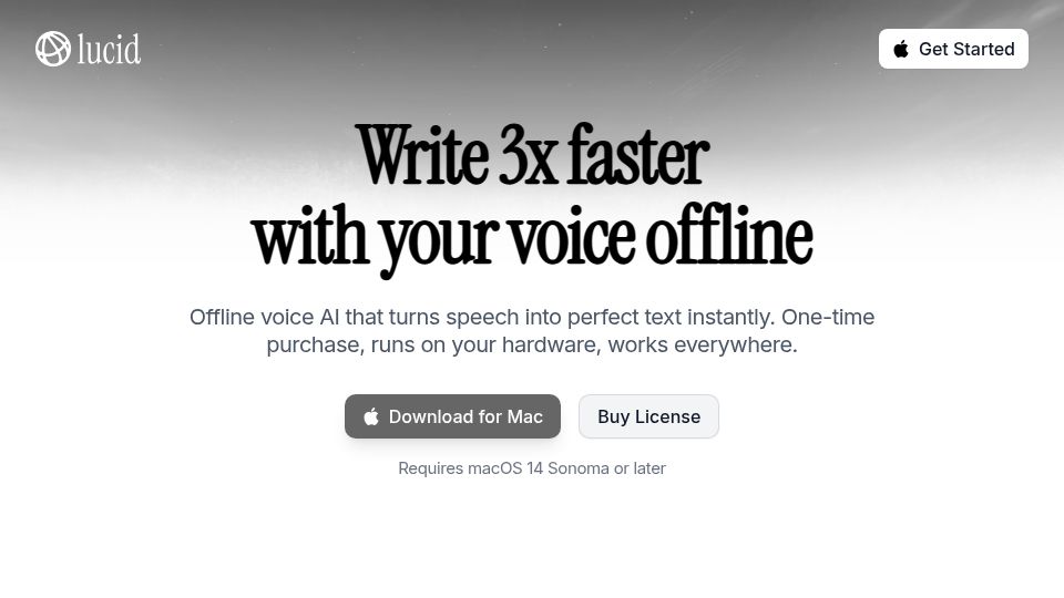 Screenshot of lucidvoice.app: Why do voice transcription apps charge monthly when Whisper runs locally?