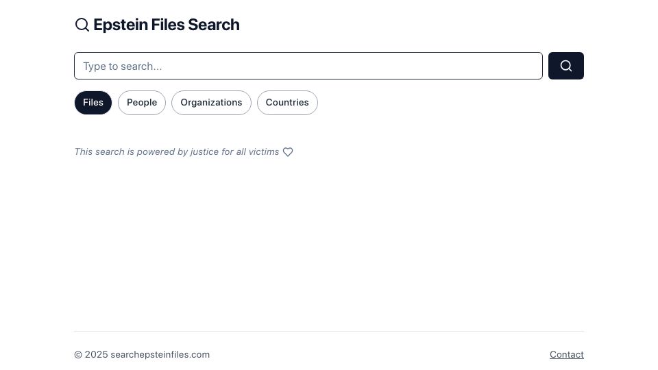 Screenshot of searchepsteinfiles.com: Show HN: Epstein Files Organized and Searchable