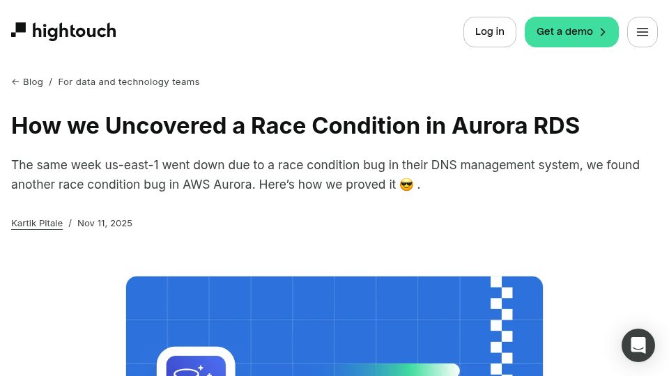Screenshot of hightouch.com: A race condition in Aurora RDS