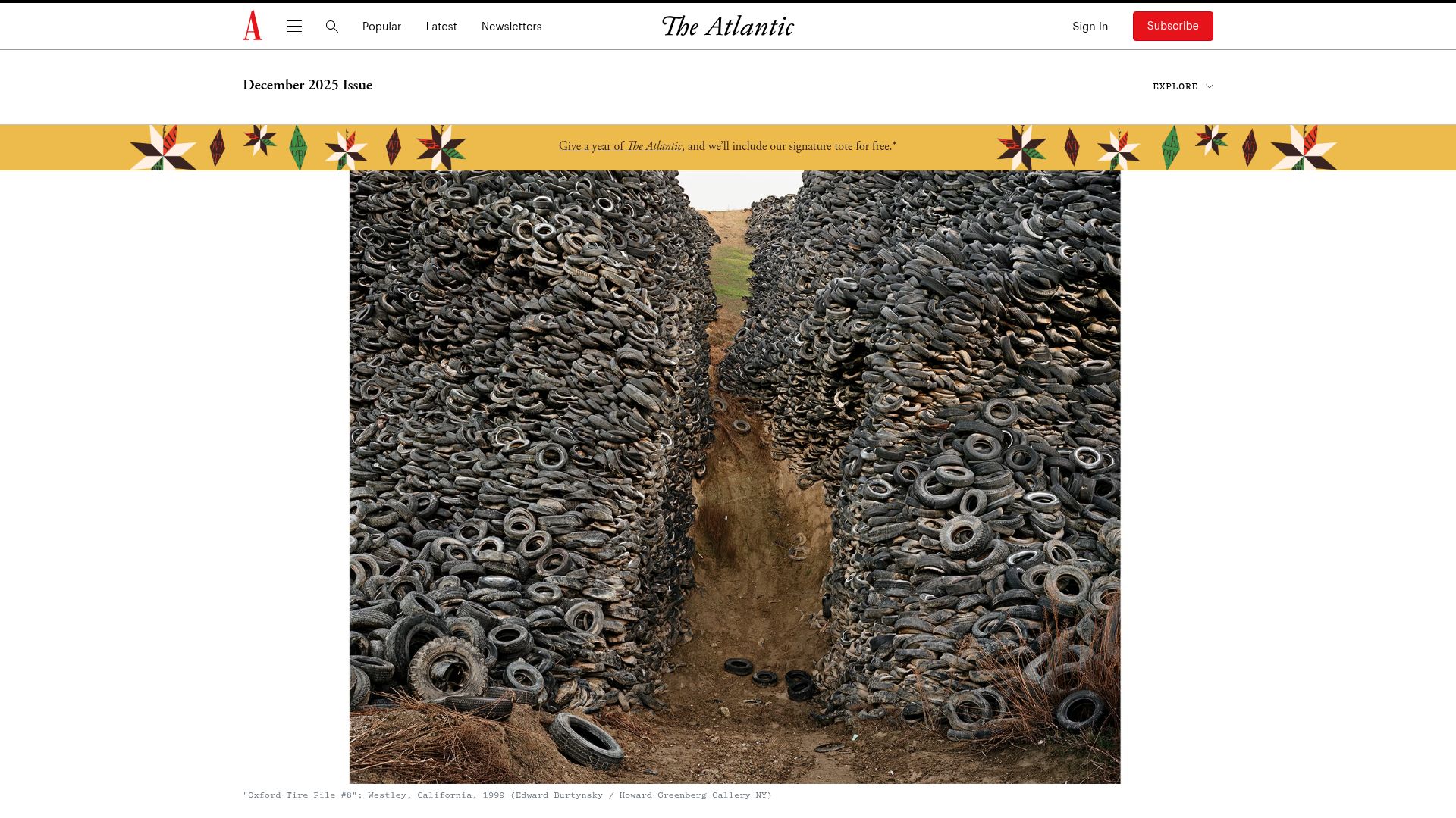 Screenshot of theatlantic.com: Edward Burtynsky's Warning