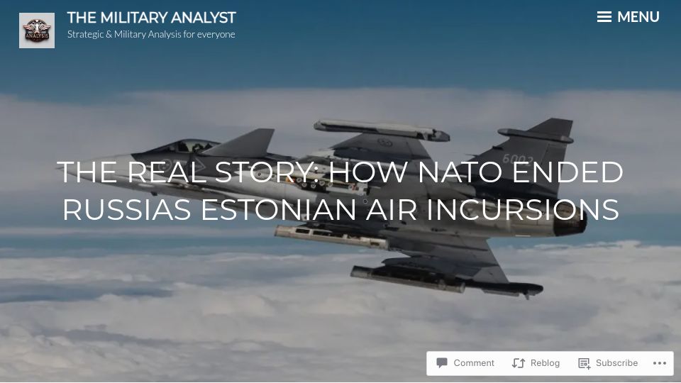 Screenshot of themilitaryanalyst.com: NATO Ended Russia's Estonian Air Incursions