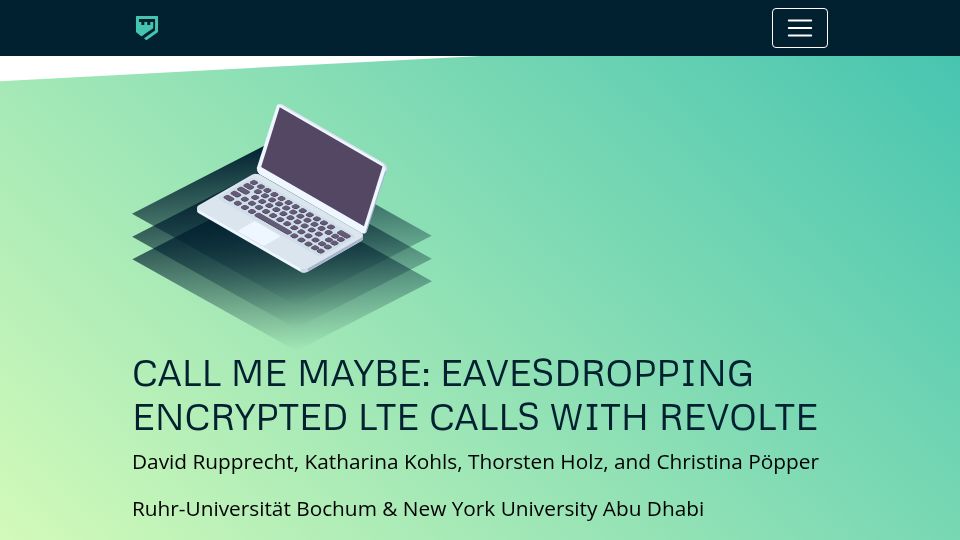 Screenshot of montsecure.com: Call Me Maybe: Eavesdropping encrypted LTE calls with ReVoLTE (2020)