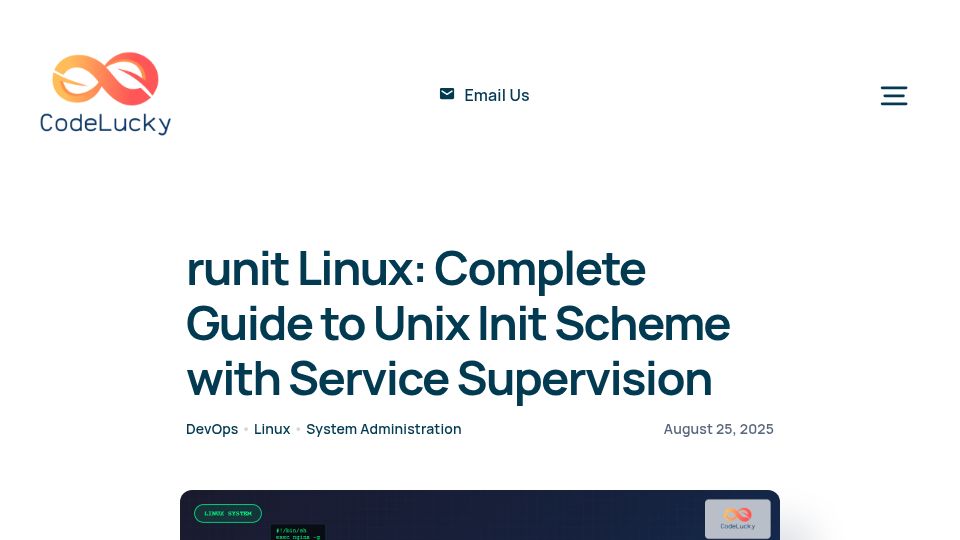 Screenshot of codelucky.com: Runit Linux: Complete Guide to Unix Init Scheme with Service Supervision
