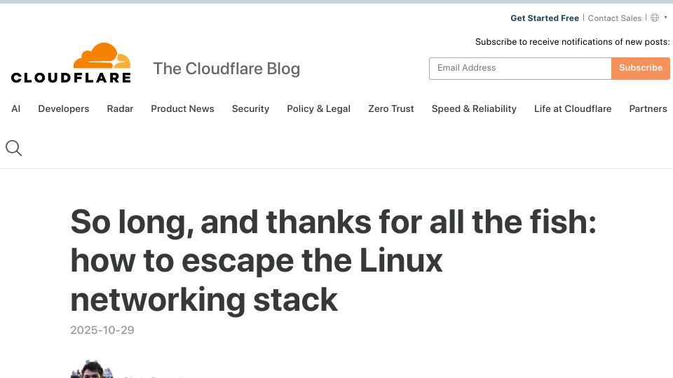 Screenshot of blog.cloudflare.com: How to escape the Linux networking stack