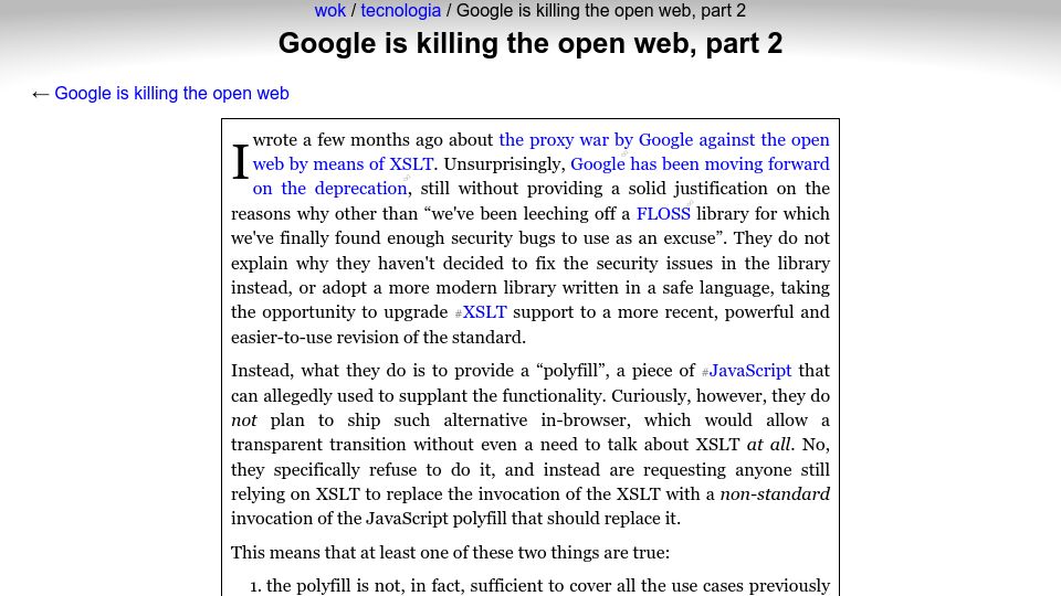Screenshot of wok.oblomov.eu: Google is killing the open web, part 2
