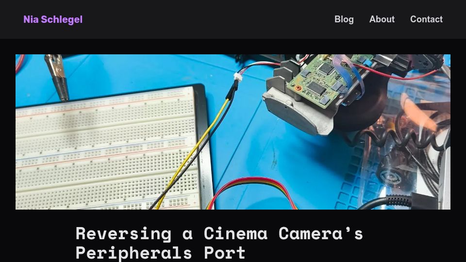 Screenshot of 3nt3.de: Show HN: Reversing a Cinema Camera's Peripherals Port