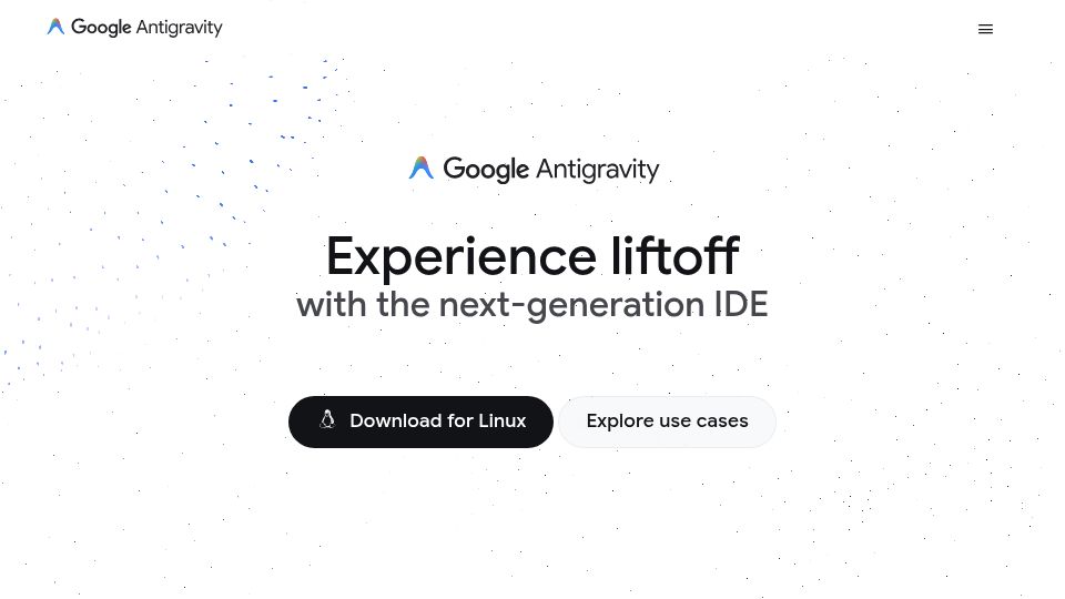 Screenshot of antigravity.google: Google Antigravity