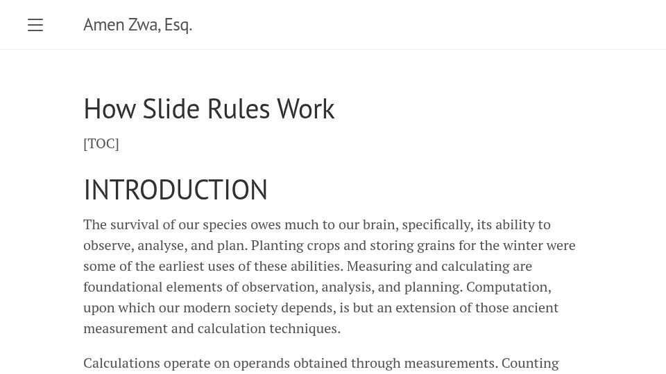 Screenshot of amenzwa.github.io: How Slide Rules Work