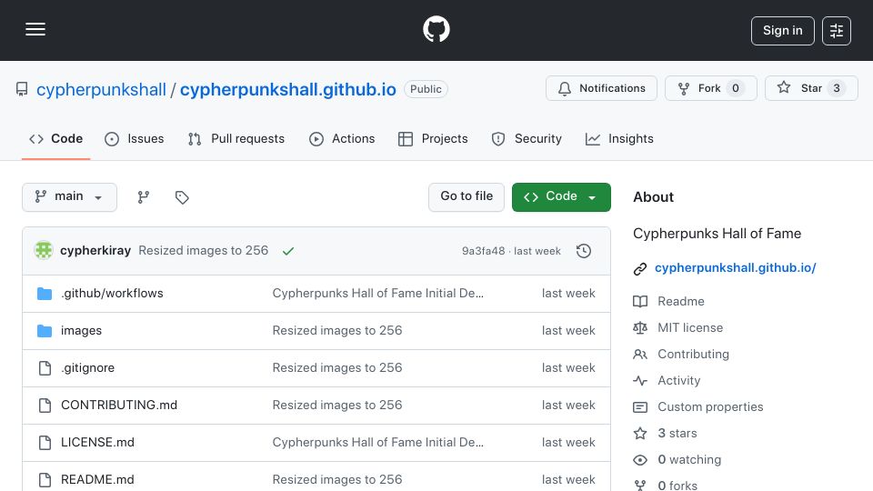 Screenshot of github.com: Cypherpunks Hall of Fame