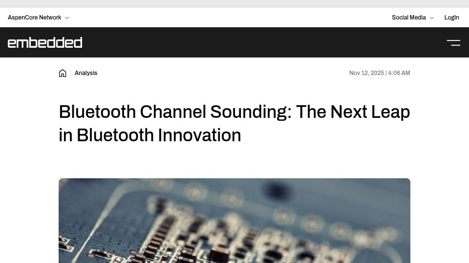 Screenshot of embedded.com: Bluetooth Channel Sounding: The Next Leap in Bluetooth Innovation