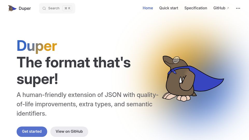 Screenshot of duper.dev.br: Show HN: Duper – The Format That's Super