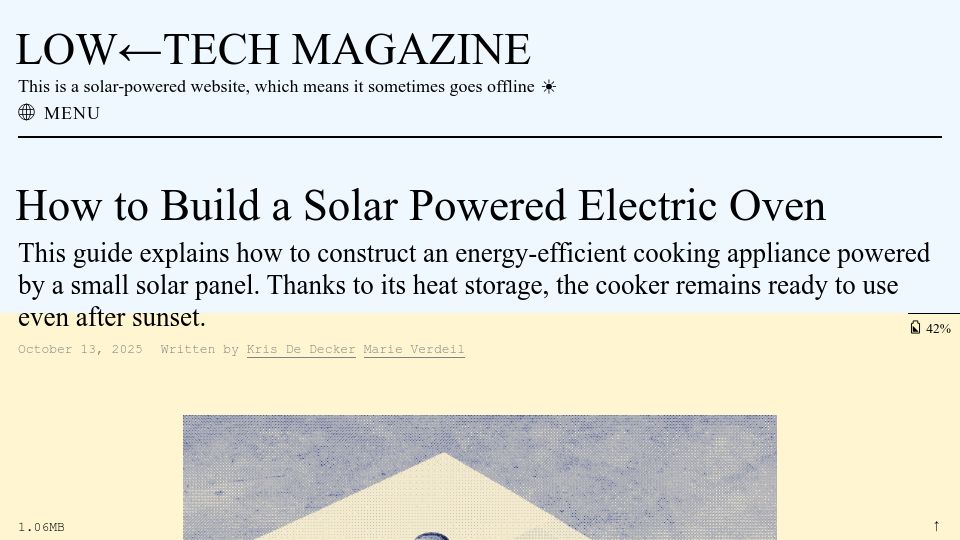 Screenshot of solar.lowtechmagazine.com: How to Build a Solar Powered Electric Oven