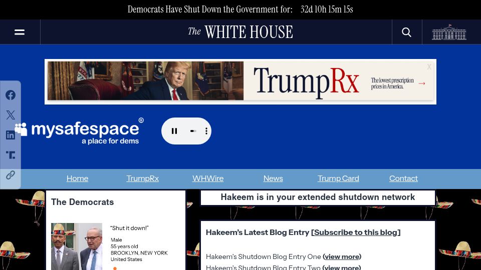 Screenshot of whitehouse.gov: MySafeSpace – Whitehouse.gov
