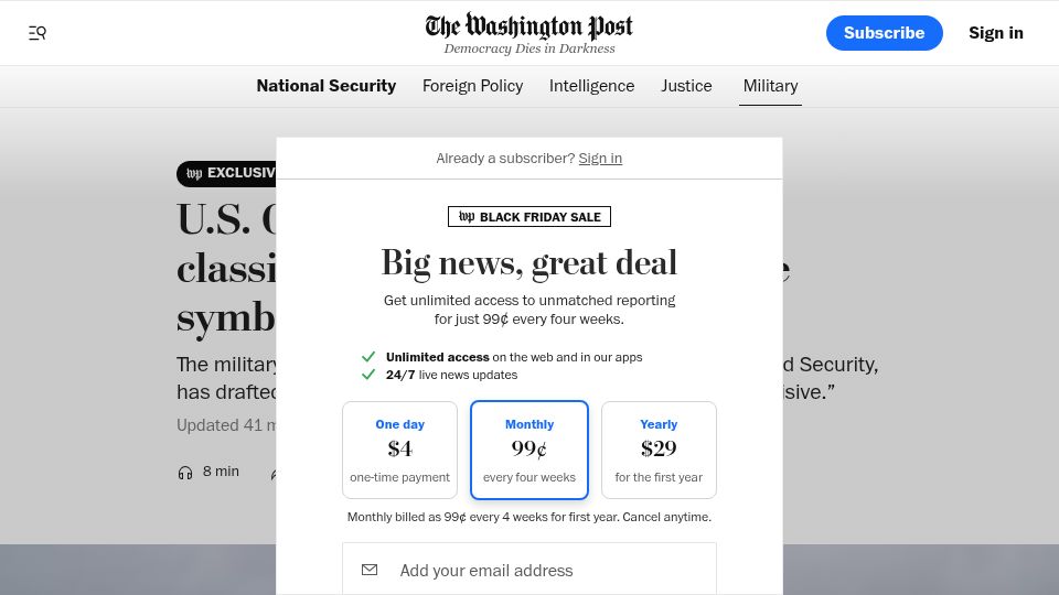 Screenshot of washingtonpost.com: U.S. Coast Guard will no longer classify swastikas, nooses as hate symbols