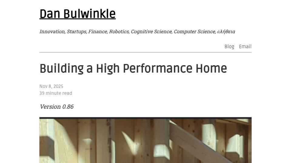 Screenshot of dan.bulwinkle.net: Building a high performance home