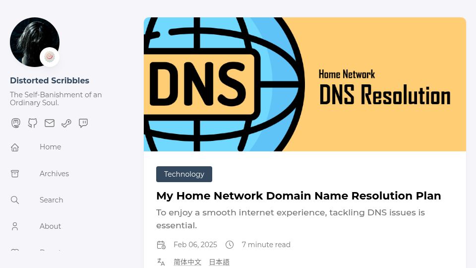 Screenshot of blog.l3zc.com: My Home Network Domain Name Resolution Plan