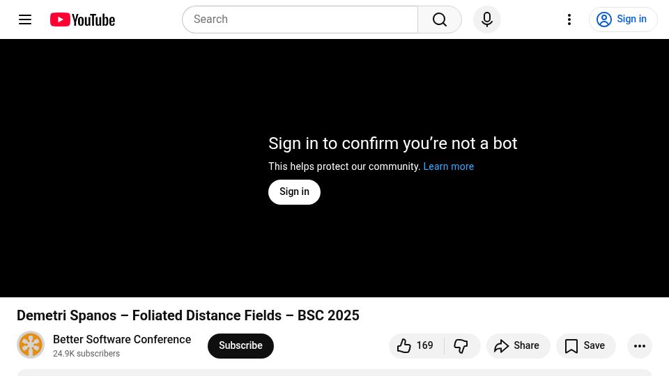 Screenshot of youtube.com: Foliated Distance Fields [video]