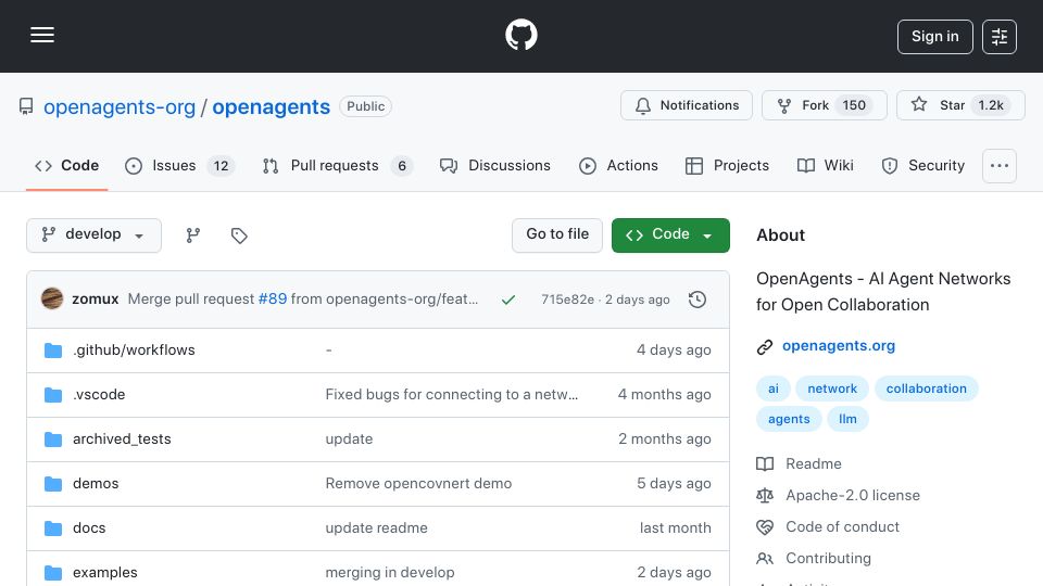Screenshot of github.com: Show HN: An A2A-compatible, open-source framework for multi-agent networks