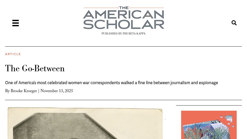 Screenshot of theamericanscholar.org: The Go-Between