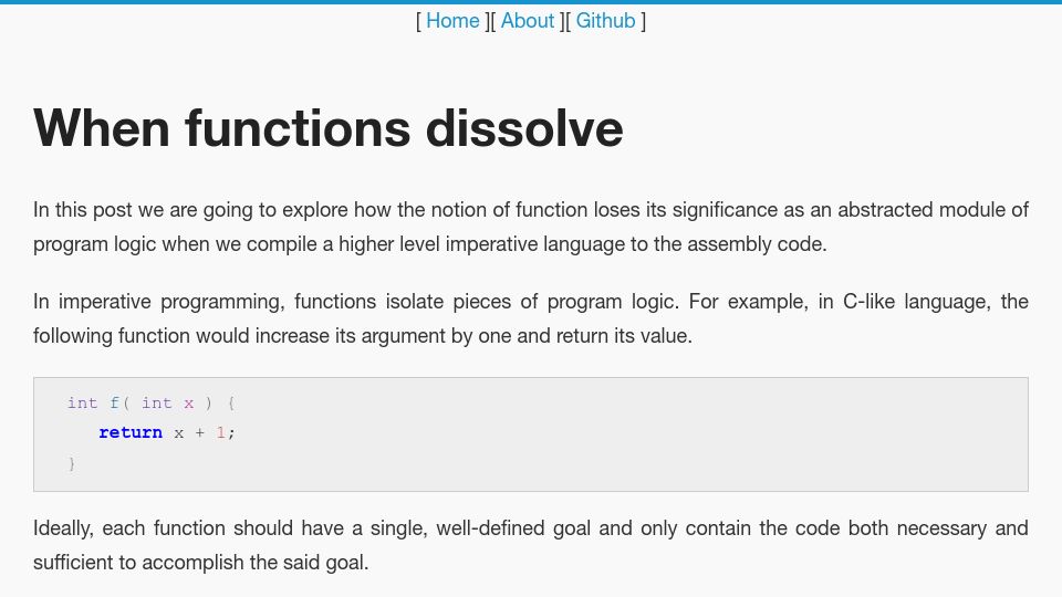 Screenshot of rubber-duck-typing.com: When functions dissolve (2020)