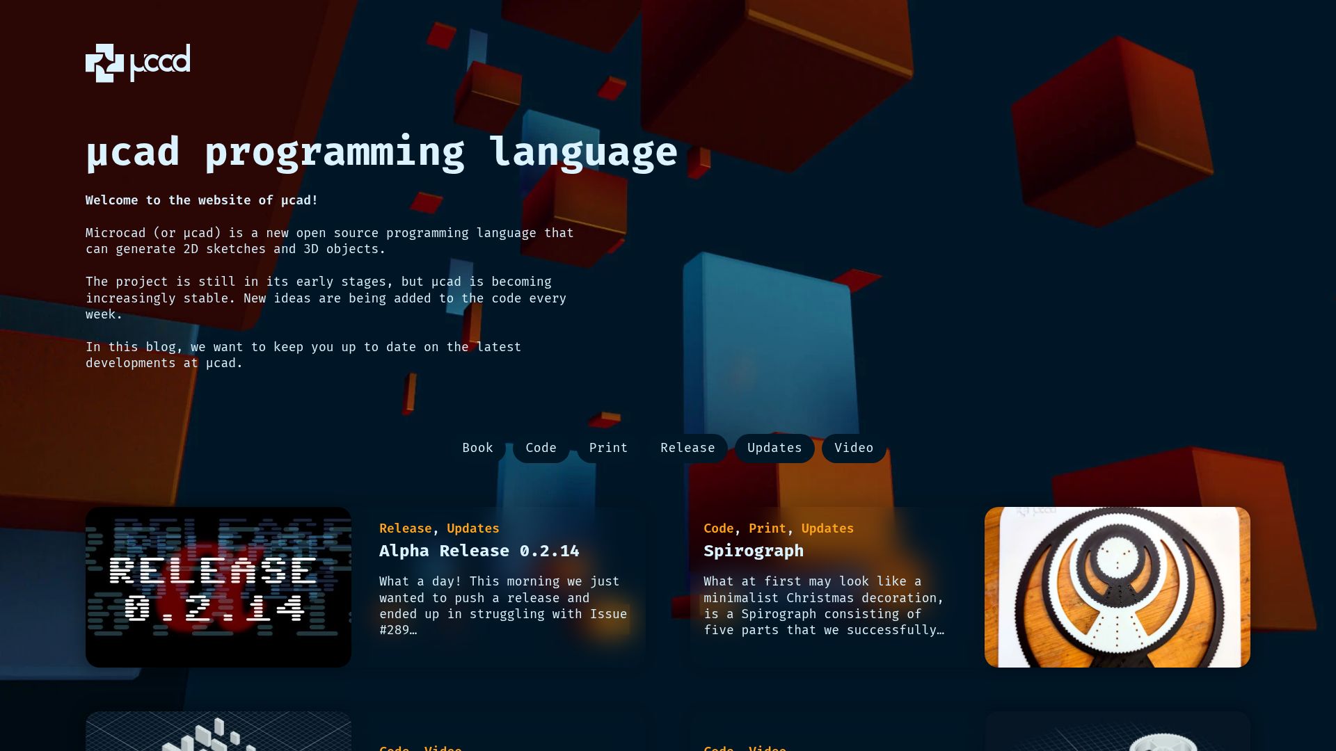 Screenshot of microcad.xyz: µcad: New open source programming language that can generate 2D sketches and 3D