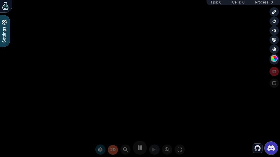 Screenshot of sandbox-science.com: Particle Life