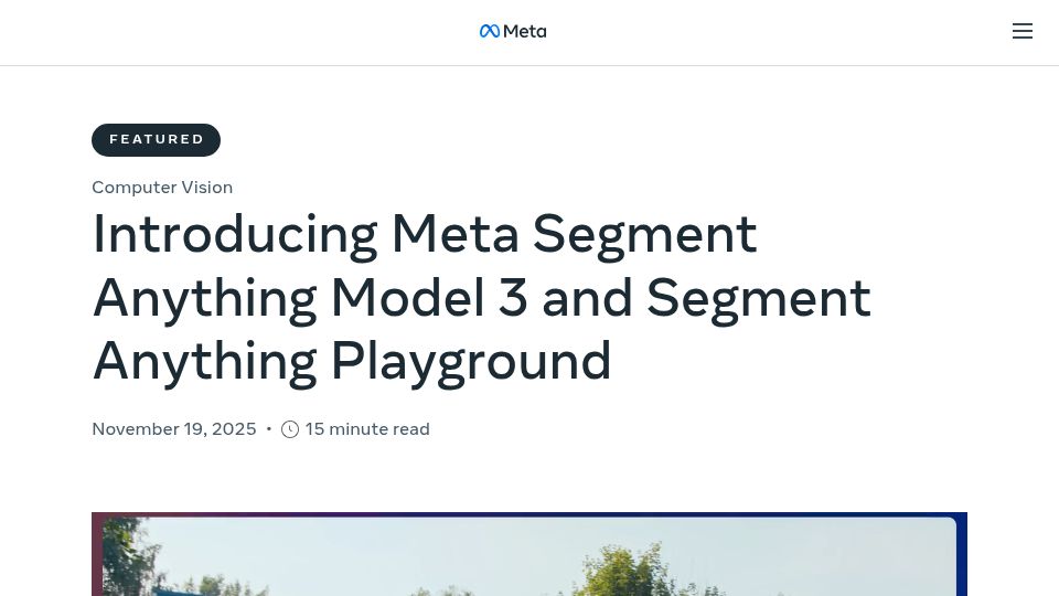 Screenshot of ai.meta.com: Meta Segment Anything Model 3