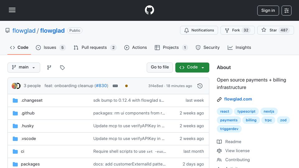 Screenshot of github.com: Show HN: We built an open source, zero webhooks payment processor