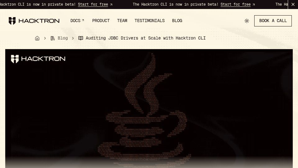 Screenshot of hacktron.ai: Auditing JDBC Drivers at Scale with AI led to 85000 bounty