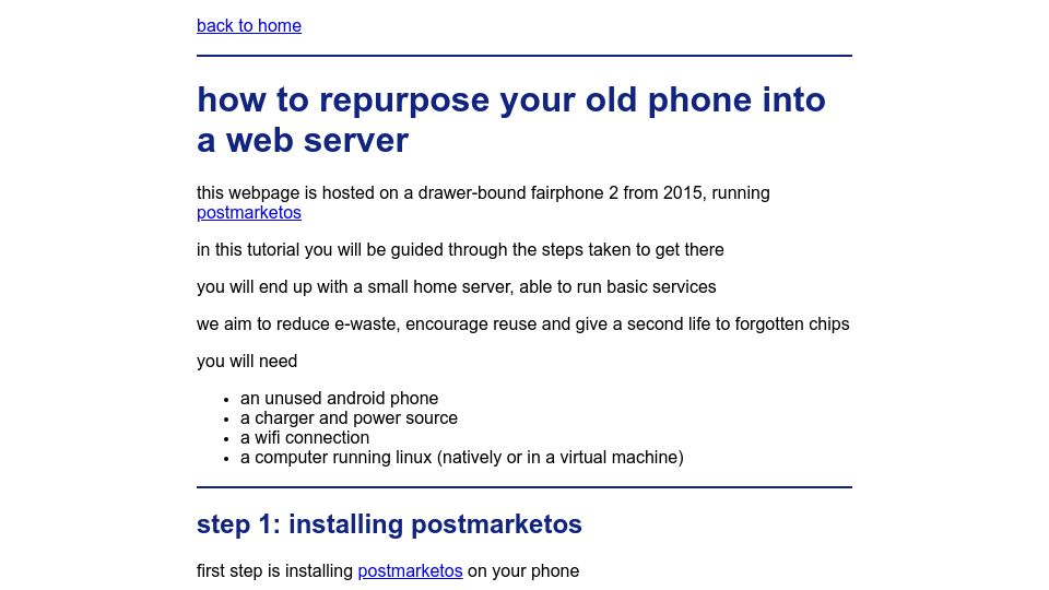 Screenshot of far.computer: How to repurpose your old phone into a web server