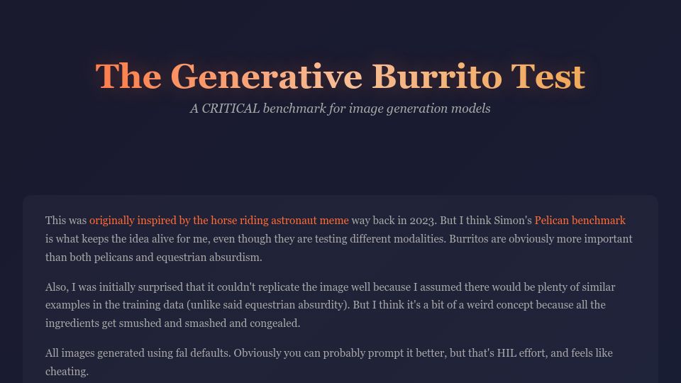 Screenshot of generativist.com: The Generative Burrito Test