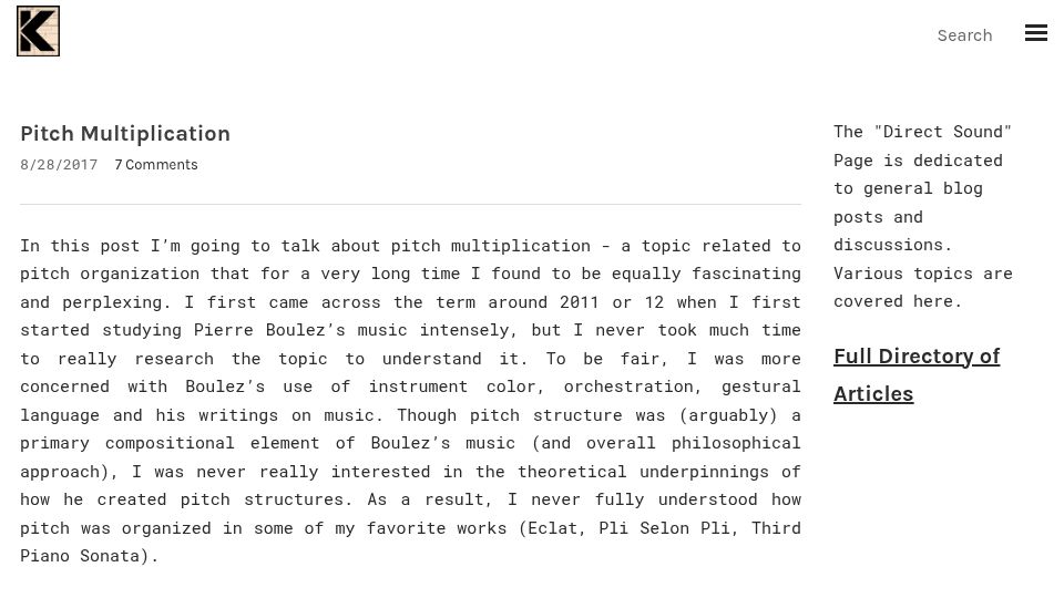 Screenshot of klangnewmusic.weebly.com: Pitch Multiplication (2017)