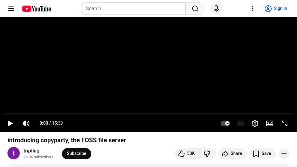 Screenshot of youtube.com: Copyparty, the FOSS file server [video]