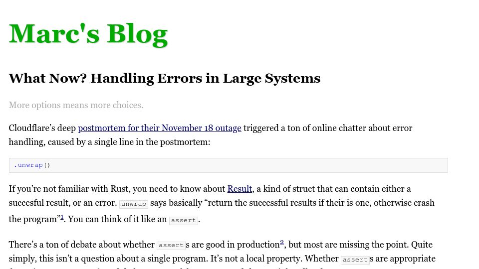 Screenshot of brooker.co.za: What Now? Handling Errors in Large Systems