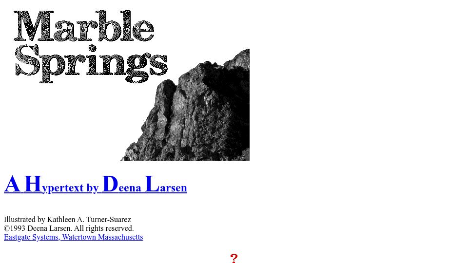 Screenshot of eastgate.com: Marble Springs (1993)