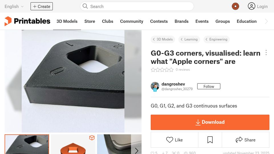 Screenshot of printables.com: G0-G3 corners, visualised: learn what "Apple corners" are