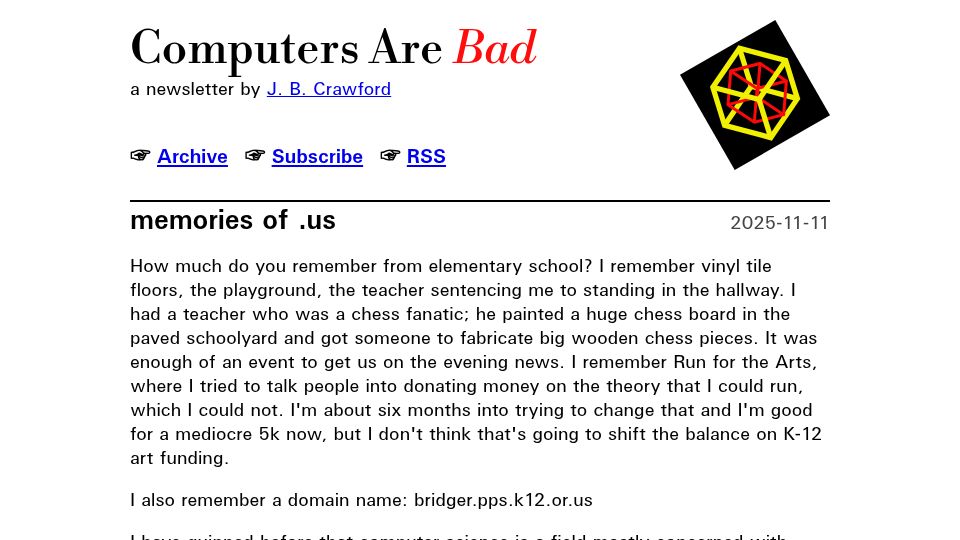 Screenshot of computer.rip: Memories of .us