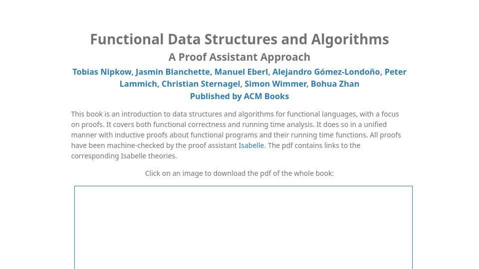 Screenshot of fdsa-book.net: Functional Data Structures and Algorithms: a Proof Assistant Approach
