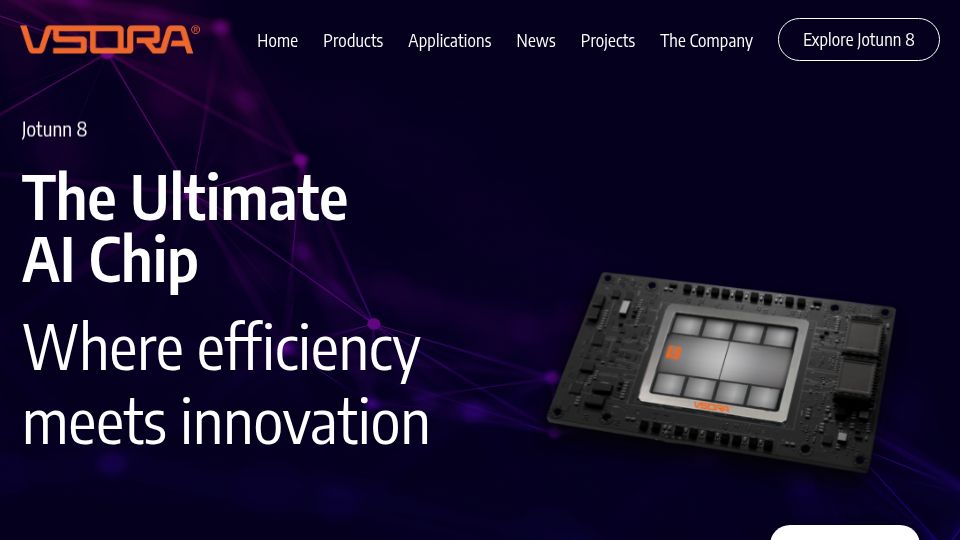 Screenshot of vsora.com: Vsora Jotunn-8 5nm European inference chip