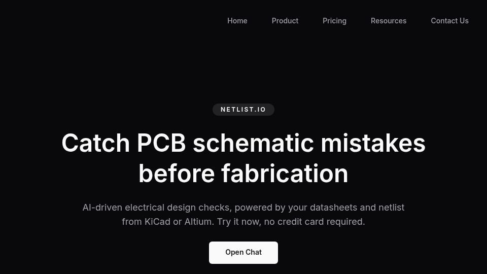 Screenshot of netlist.io: Show HN: An LLM-Powered Tool to Catch PCB Schematic Mistakes