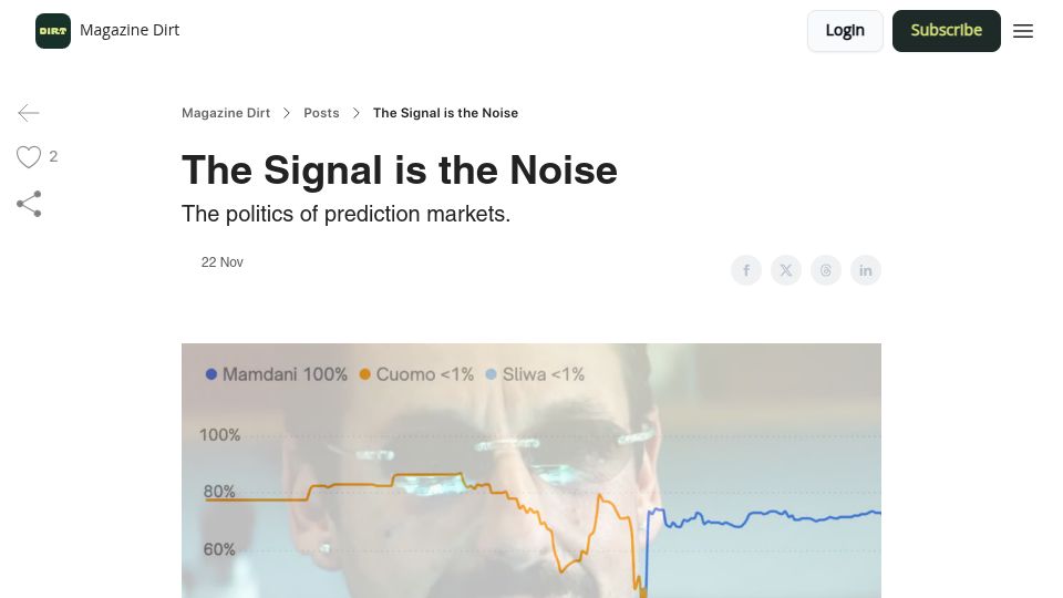 Screenshot of magazine.dirt.fyi: The Signal Is the Noise