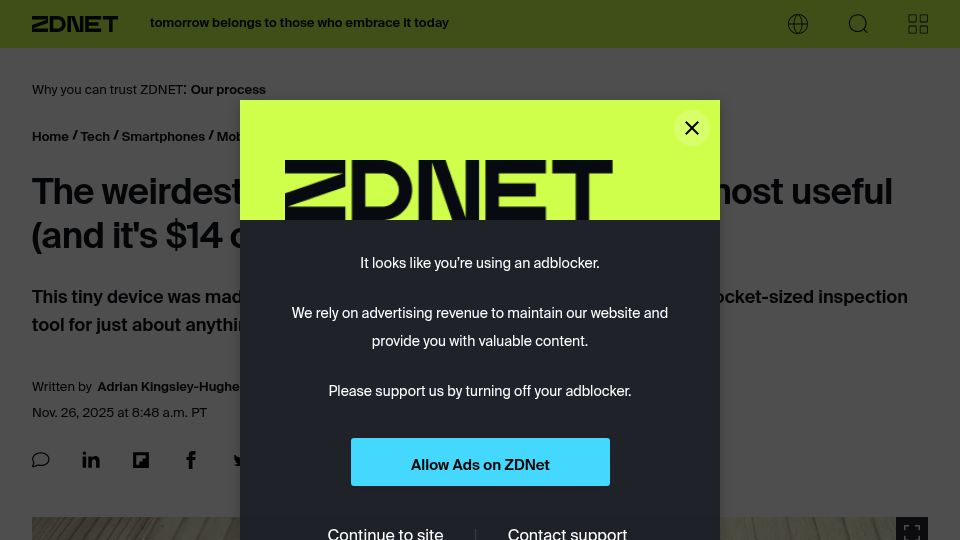 Screenshot of zdnet.com: The weirdest tool I own is also one of the most useful