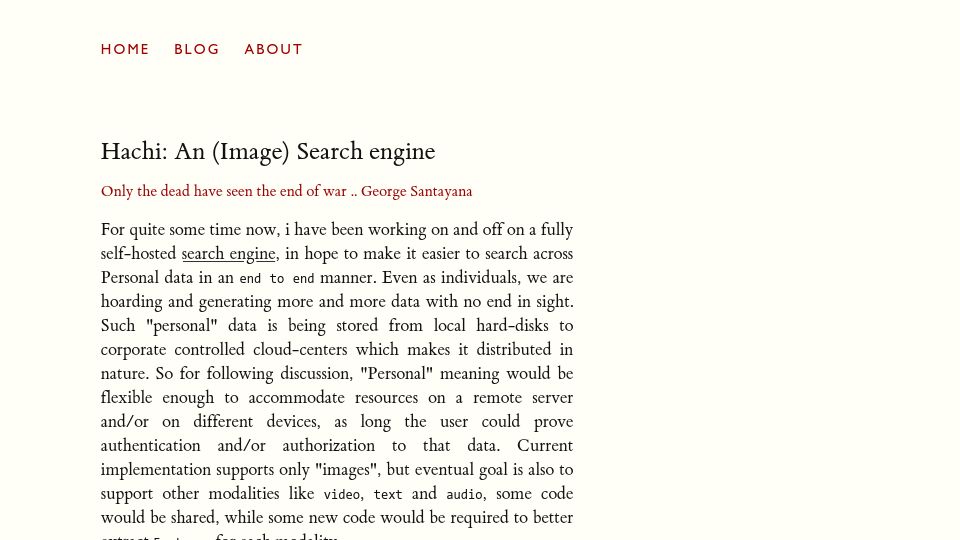Screenshot of eagledot.xyz: Hachi: An Image Search Engine