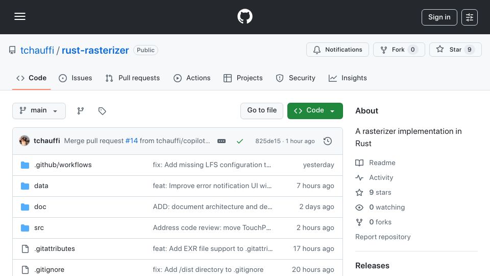 Screenshot of github.com: Show HN: a Rust ray tracer that runs on any GPU – even in the browser