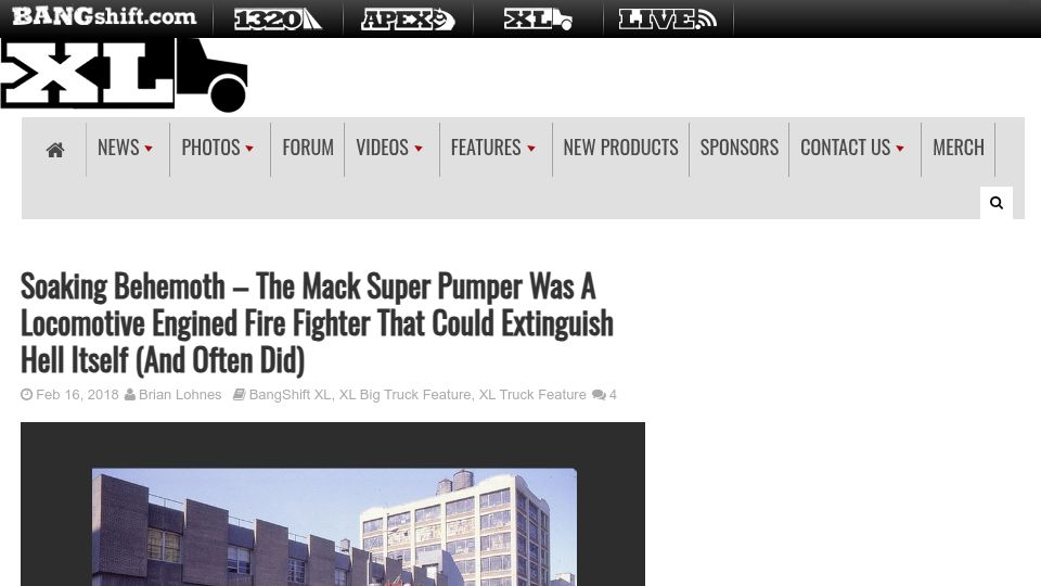 Screenshot of bangshift.com: The Mack Super Pumper was a locomotive engined fire fighter (2018)
